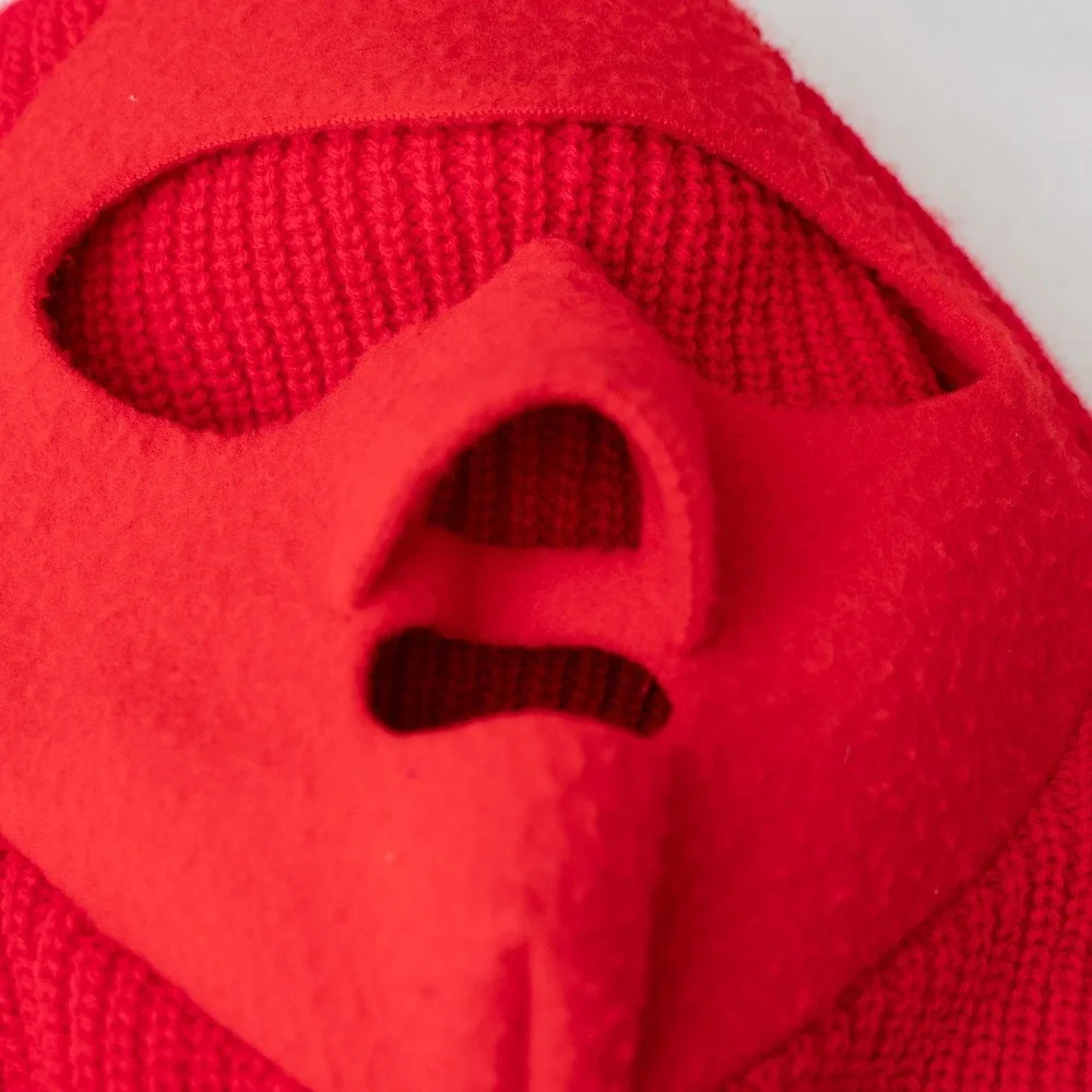 Vtg Red Balaclava Ski Mask Snow Eye Cut Out One Size 70s 80s USA‎ Made